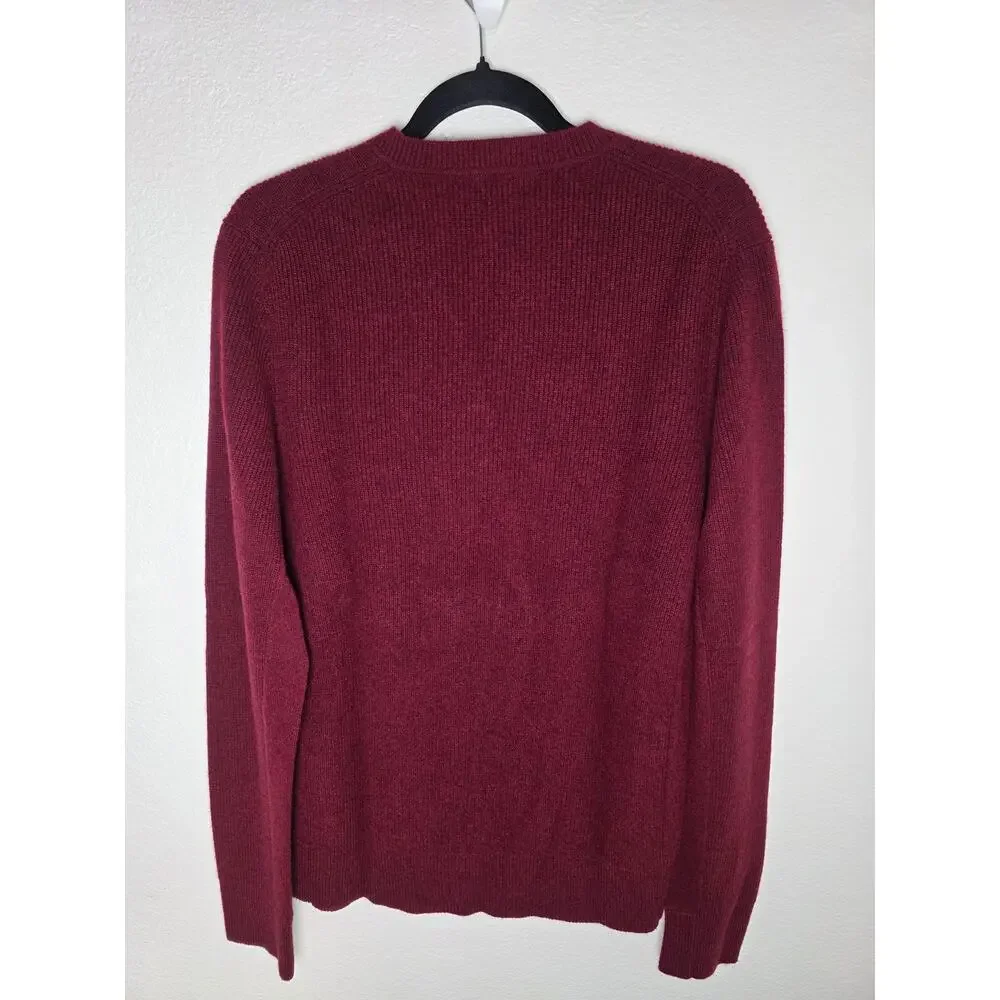 rag & bone 100% Cashmere Crewneck Sweater Heather Burgundy Maroon. Dark Academia